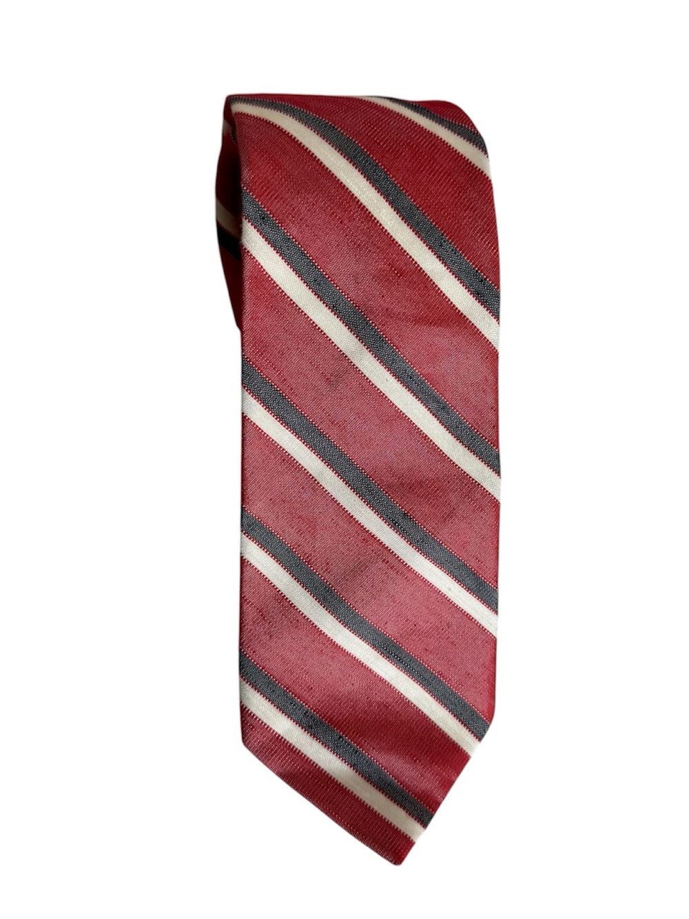 J.Crew Ludlow Diagonal Stripe Red Silk Linen Blend Tie